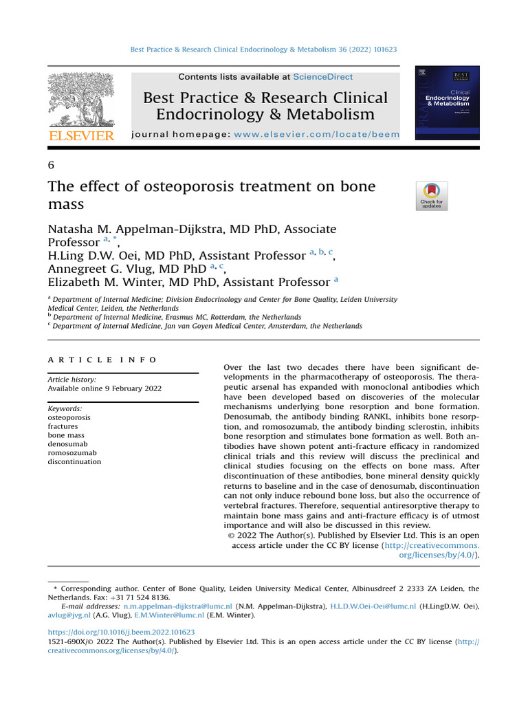 The Effect of Osteoporosis Treat 2022 Best Practice Research Clinical ...