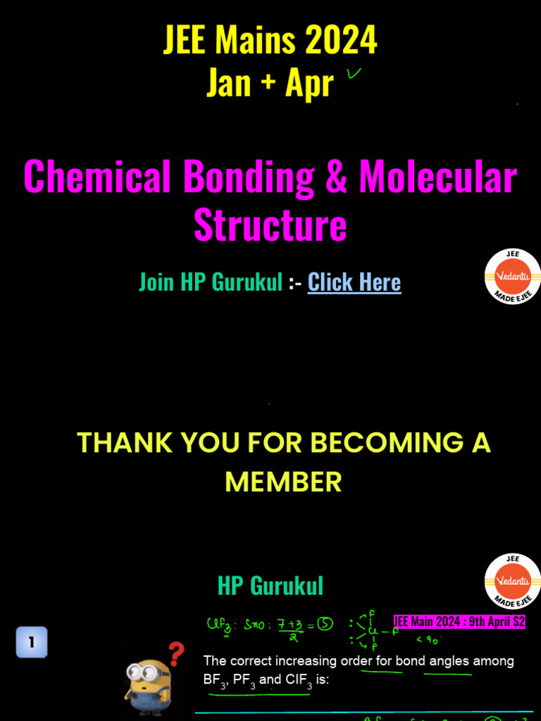 JEE Mains 2024: Chemical Bonding PYQs | PDF | Chemistry | Physical ...