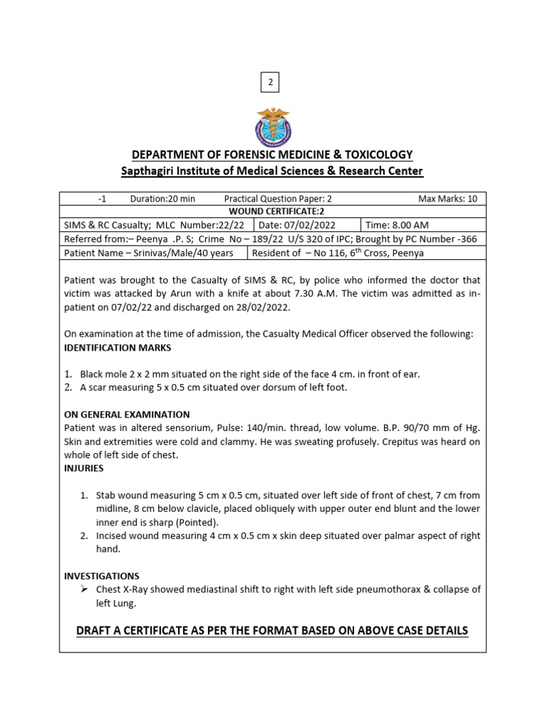 Forensic Wound Certificate Template | PDF