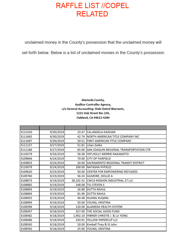 2023EscheatmentList Copy 2 | PDF | Bus Transport | Public Transport