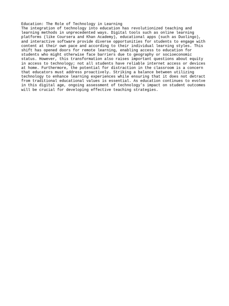 Impact of Technology on Education | PDF