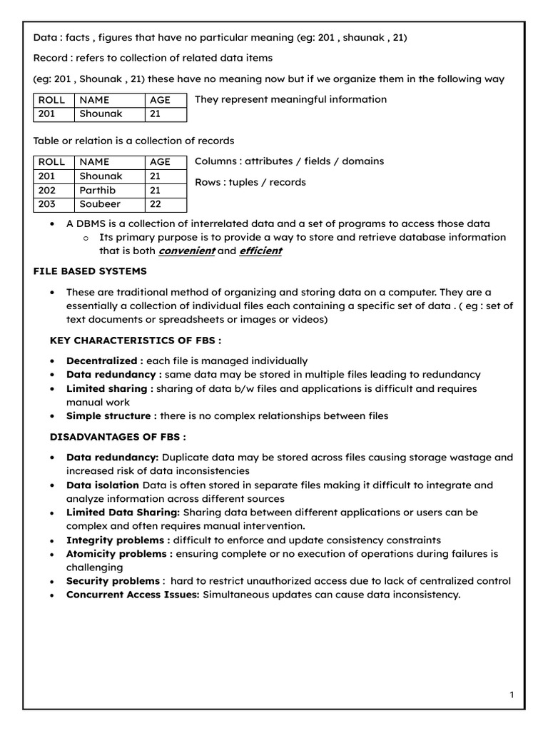 DBMS vs File-Based Systems Explained | PDF | Databases | Relational ...