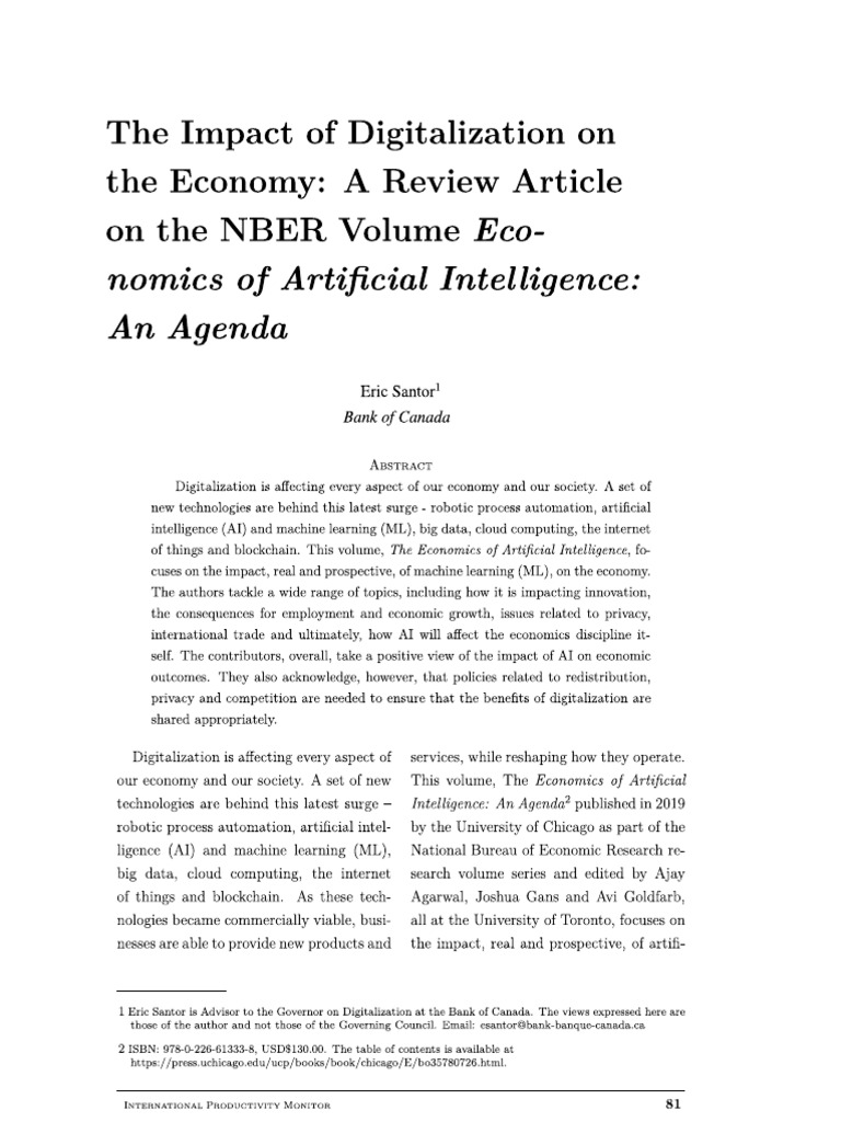 Impact of Digitalization On Economy-NBER | PDF