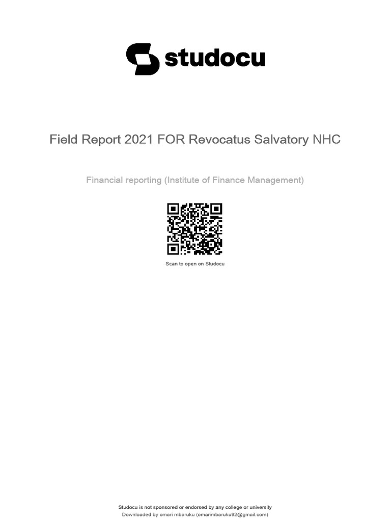 Field report 2021 for revocatus salvatory nhc field report 2021 for