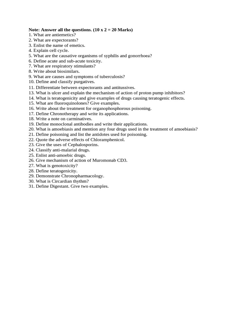 Pharmacology Iii Objective Question | PDF