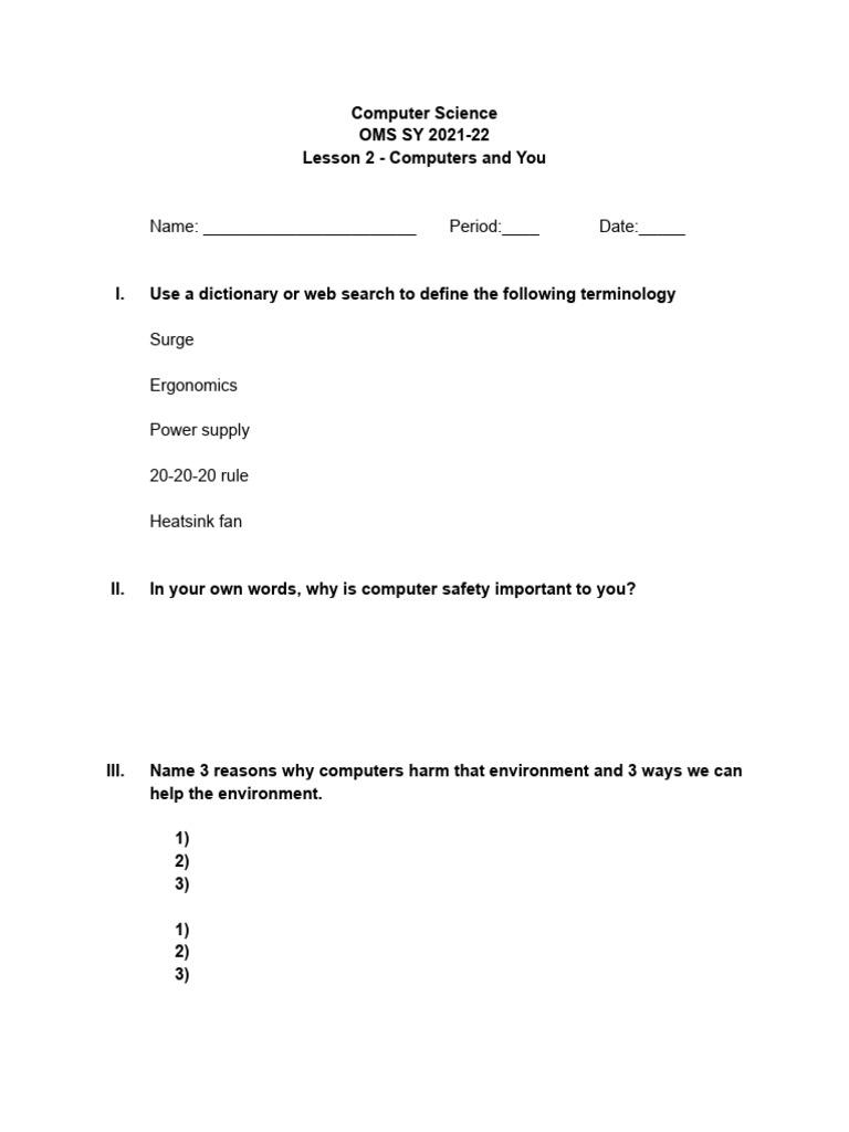 (Template) Computer Science Lesson 2 | PDF