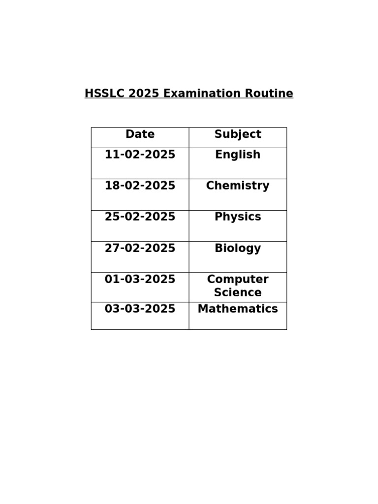 HSSLC 2025 Routine | PDF