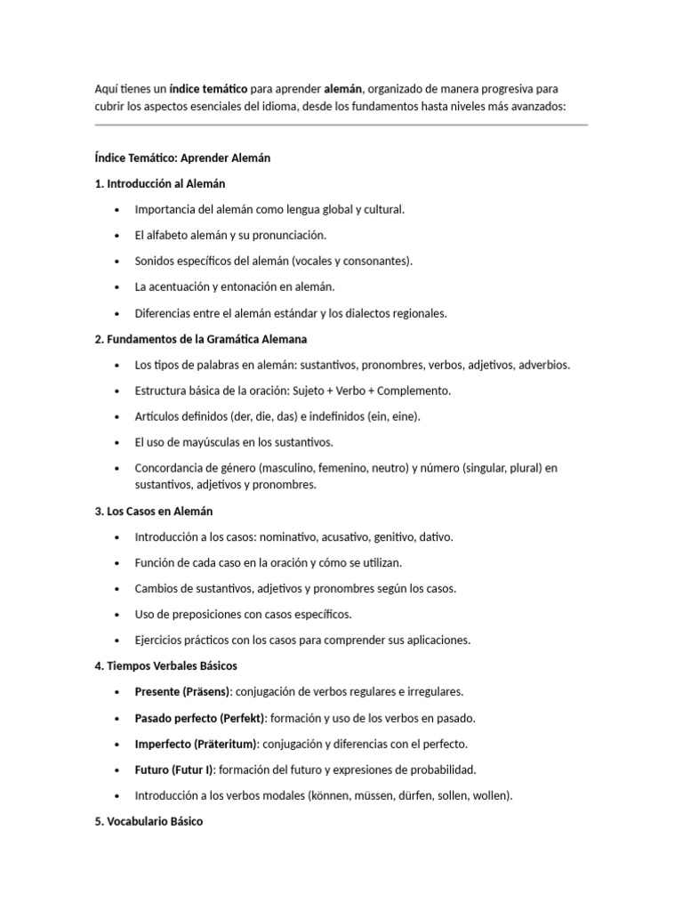 Plan de Estudios para Aprender Alemán | PDF | Idioma aleman | Mecánica ...