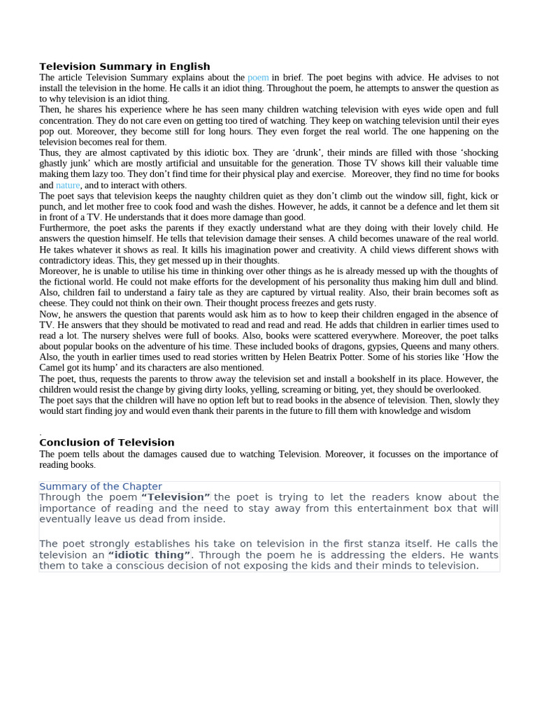 Television Summary | PDF