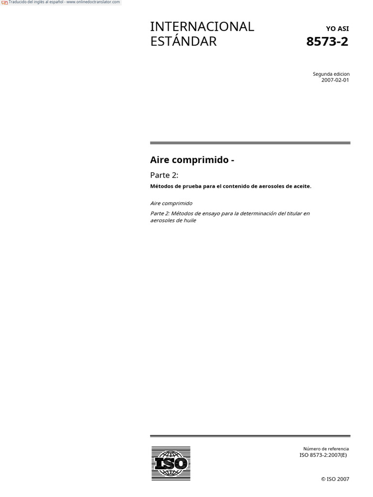 ISO 8573-2 COMPRESED AIR - En.es | PDF | Organización internacional ...