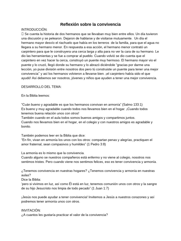 Reflexión Sobre La Convivencia | PDF