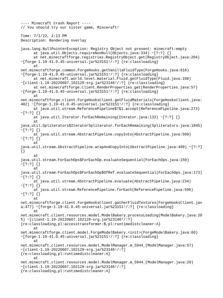 Minecraft 1.19 Crash Report Analysis | PDF | Central Processing Unit ...