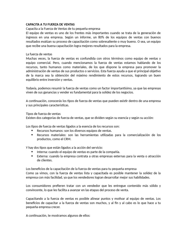 Capacitación Efectiva para Ventas | PDF | Business | Economias