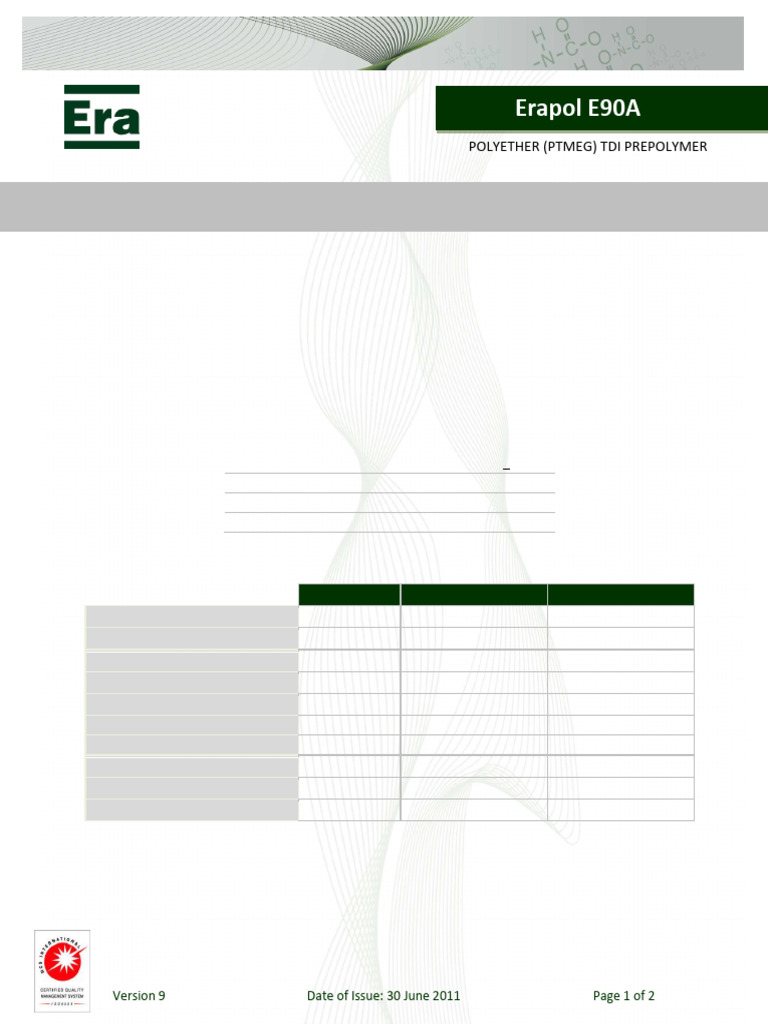 Erapol E90A Technical Datasheet | PDF | Applied And Interdisciplinary ...