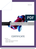 Certificate: Polarisation of Light Using Two Polaroids