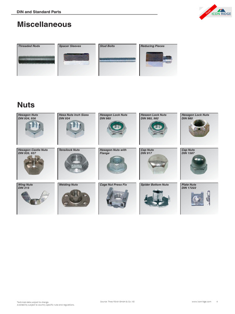 Miscellaneous: DIN and Standard Parts | PDF