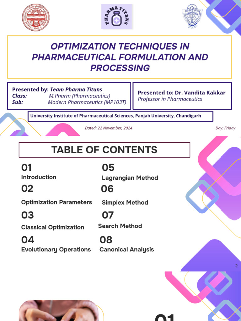 Optimization Techniques in Pharmaceutics | PDF | Mathematical ...