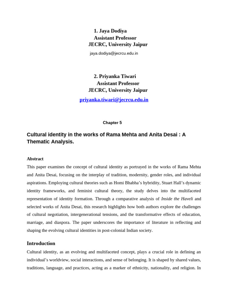 Negotiating Tradition and Identity The Formation of Cultural Identity