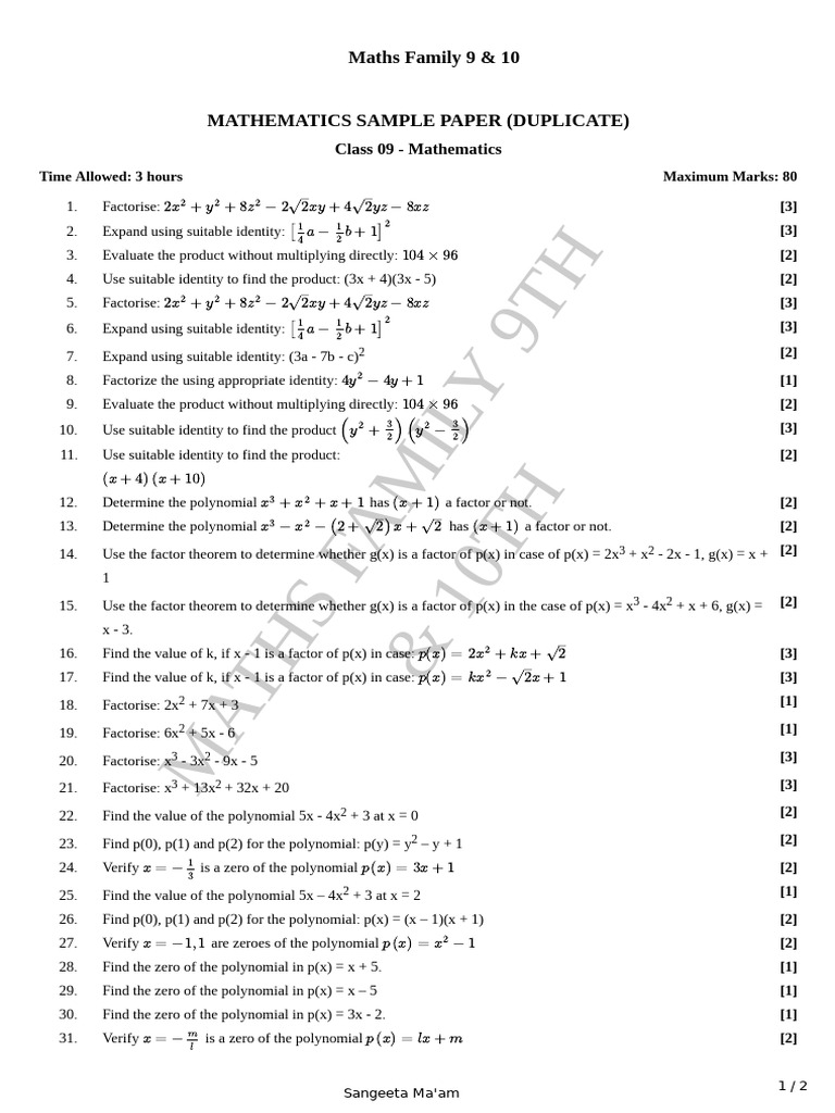 Factorisation and Polynomial Evaluation | PDF | Factorization | Polynomial