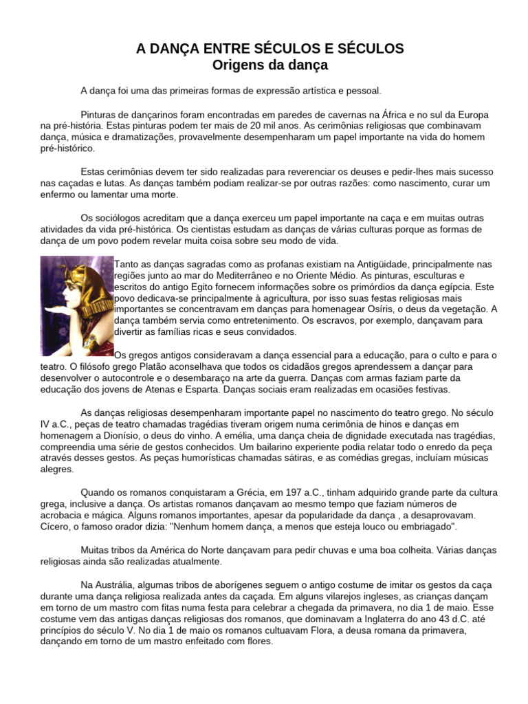 História da Dança: Séculos de Evolução | PDF | Balé | Danças