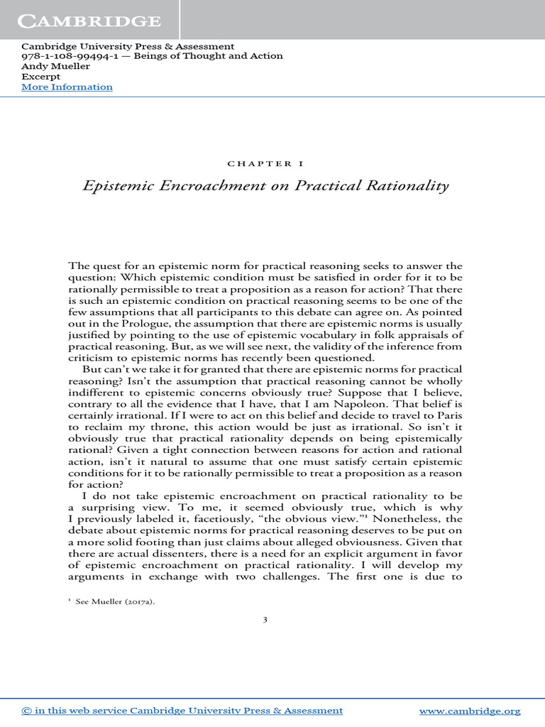 Epistemic Norms in Practical Reasoning | PDF | Rationality | Epistemology