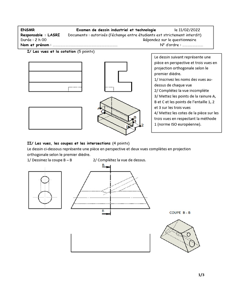 Vues et cotations en dessin technique | PDF | Vis de fixation | Artisanat