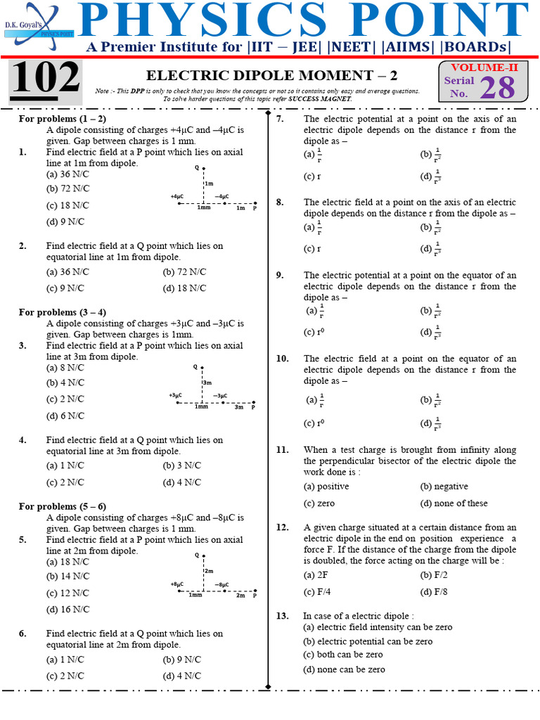 Electric Dipole: Potential & Field Analysis | PDF | Dipole | Electric Field