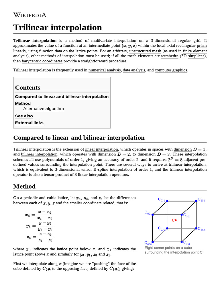 Trilinear Interpolation | PDF | Computational Science | Mathematics Of ...