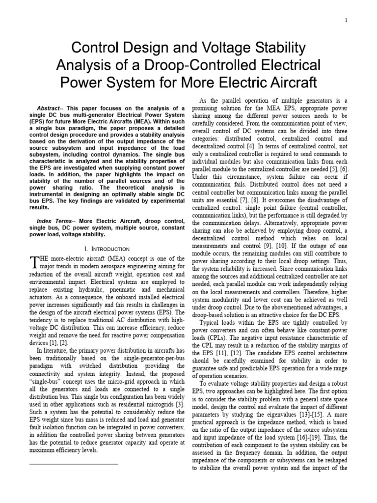 Stability Analysis of DC Bus EPS | PDF | Electric Generator ...