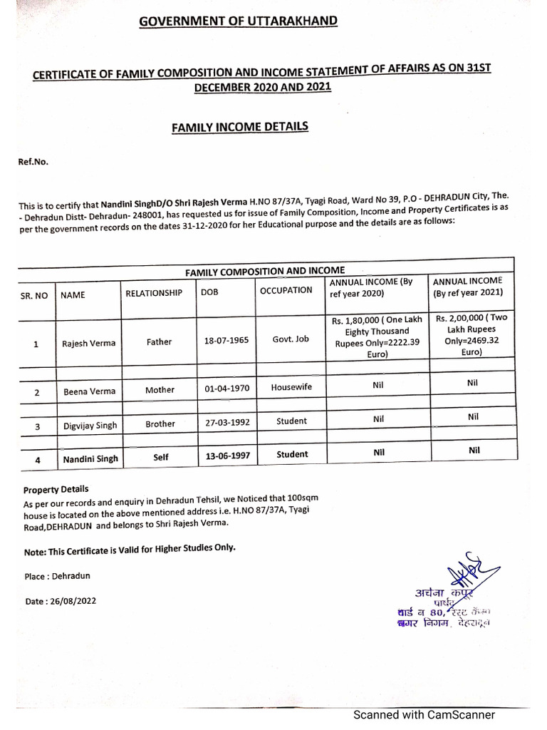 Family Income Details | PDF