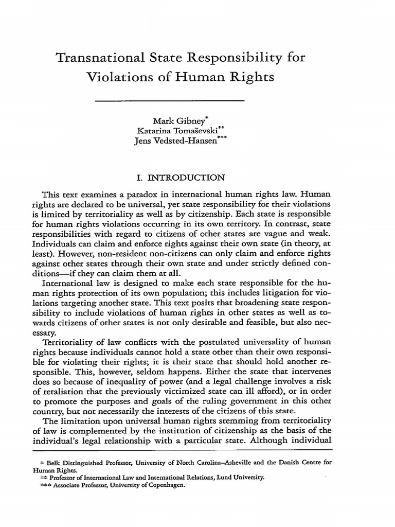 Transnational State Responsibility in Human Rights | PDF ...