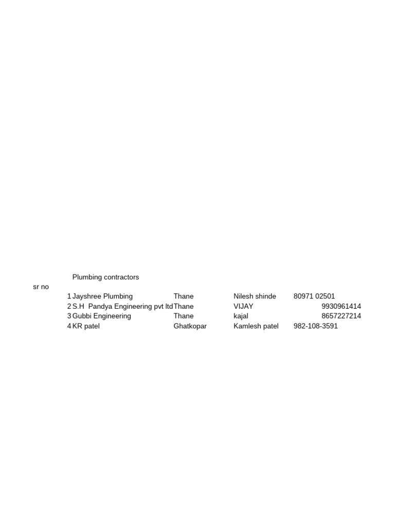Plumbing Contractors Central Line | PDF