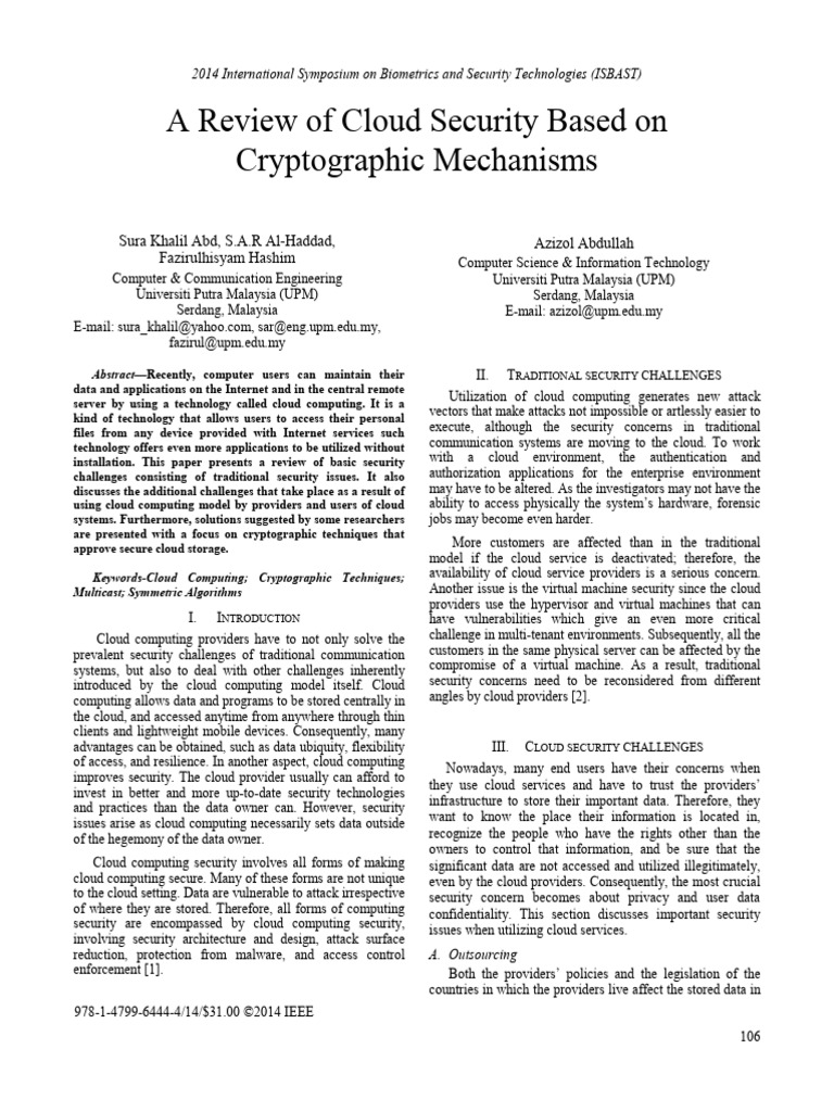 Cloud Security: Cryptographic Solutions | PDF | Key (Cryptography ...