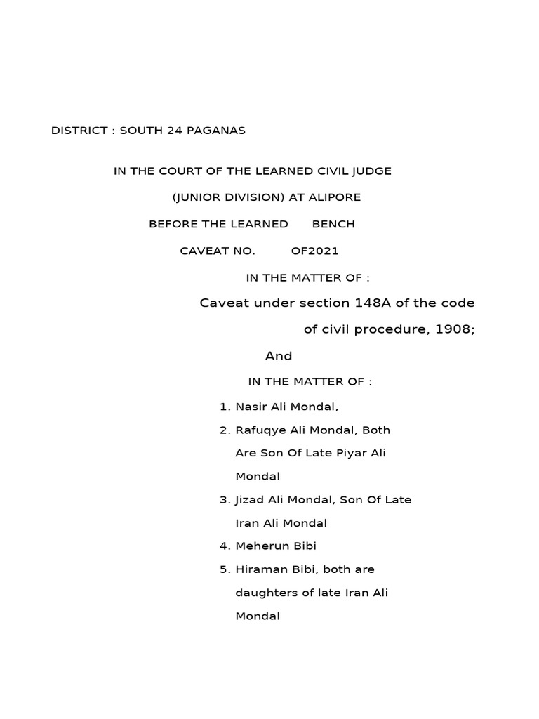 Caveat Nasir Ali Mondal, Debdip Da 9 Caveator | PDF | Government ...