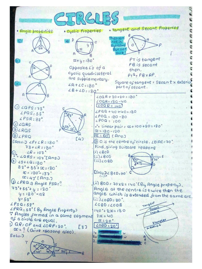 Circle Theorems and Most Expected Questions PDF | PDF