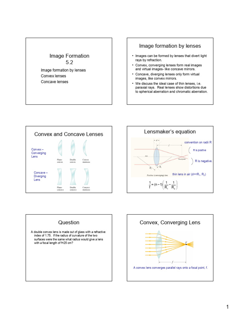 Lens Image Formation Explained | PDF | Equipment | Glass Applications