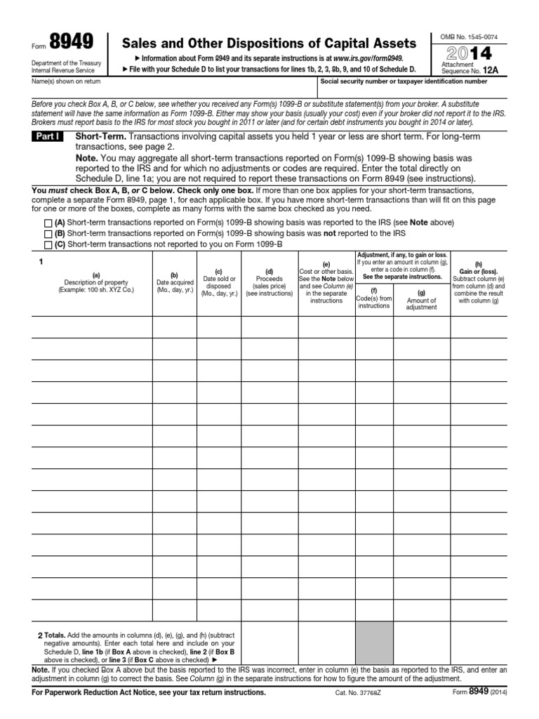 2014-f8949 | PDF | Social Security Number | Payments