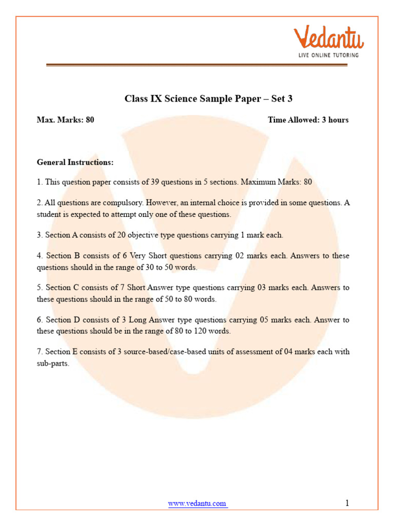 Class 9 Science Sample Paper 2024 | PDF | Evaporation | Force