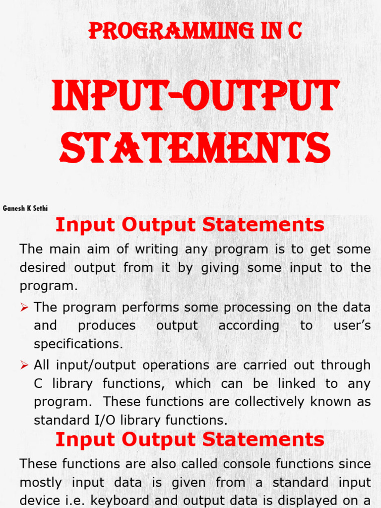 I_O Statements | PDF | Input/Output | Computer Programming