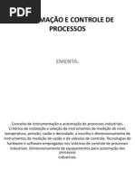 AUTOMAÇÃO E CONTROLE DE PROCESSOS