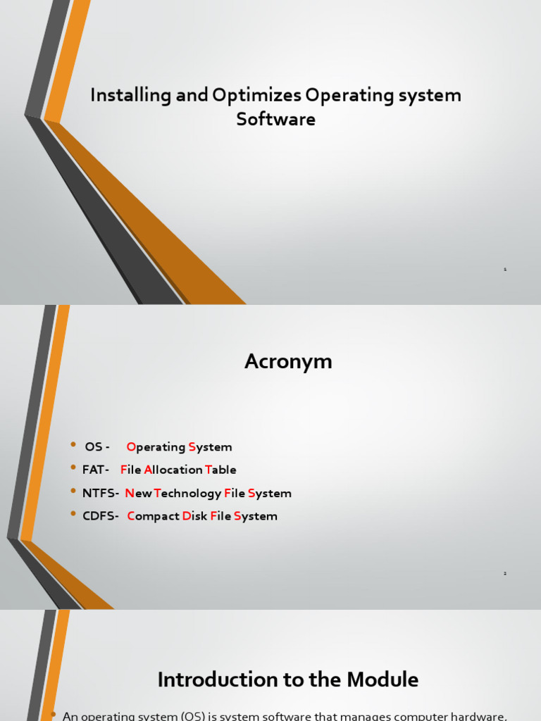 Installing and Optimizes Operating | PDF | Operating System | File System