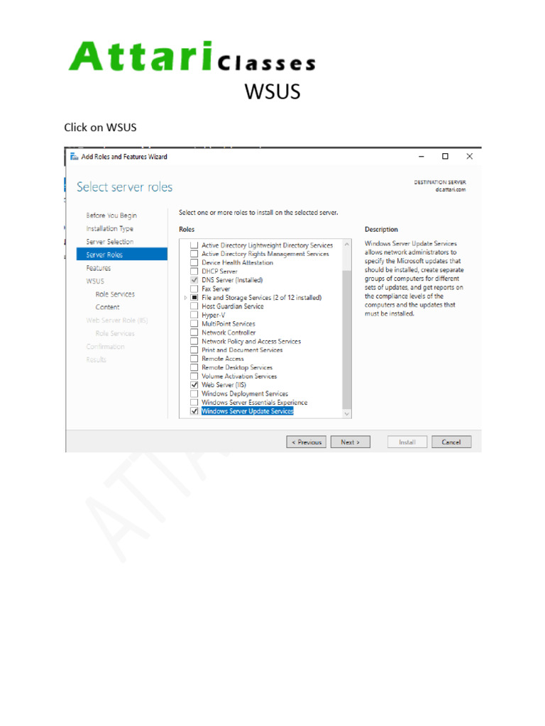 WSUS Installation and Configuration Guide | PDF