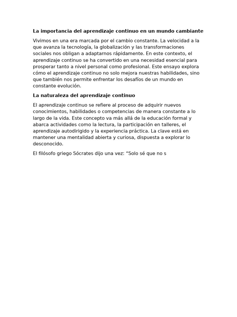La Importancia Del Aprendizaje Continuo en Un Mundo Cambiante | PDF ...