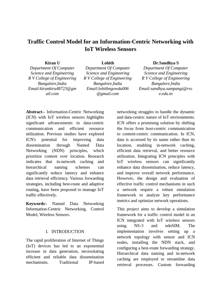 Traffic Control in IoT with ICN | PDF | Computer Network | Wireless ...