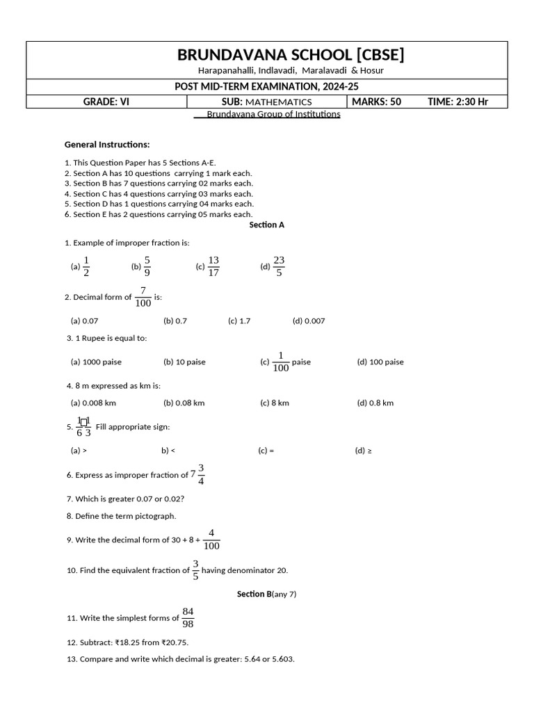 QP 6th maths | PDF | Mathematics | Arithmetic