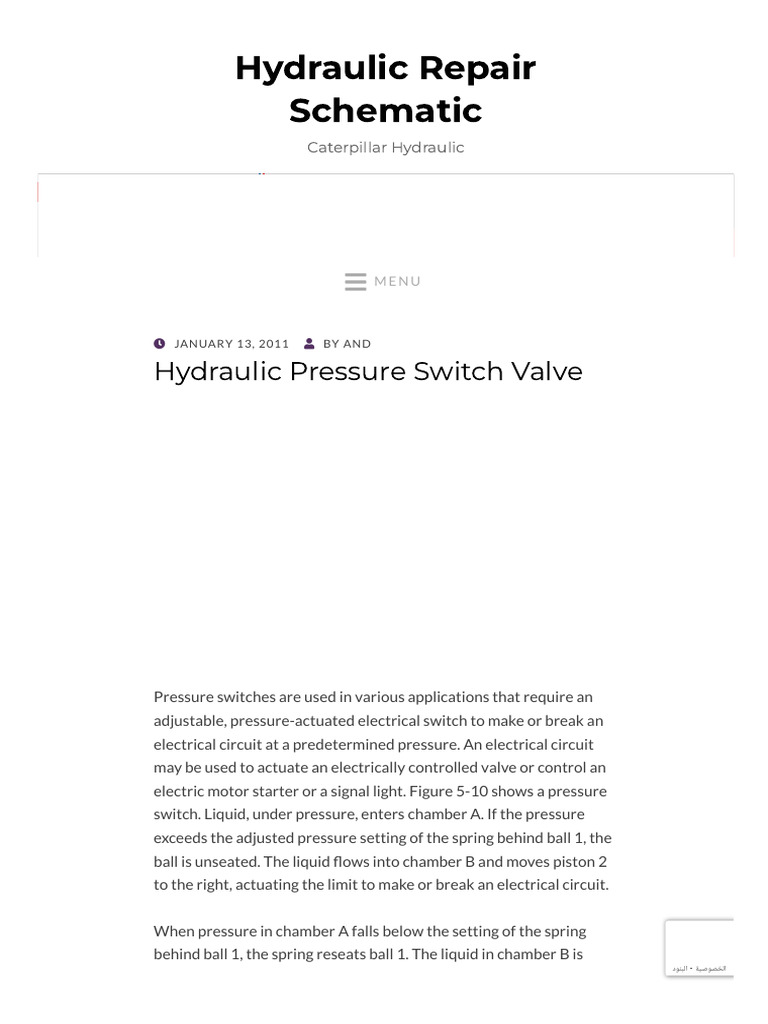 Hydraulic Pressure Switch Valve - Hydraulic Repair Schematic | PDF ...