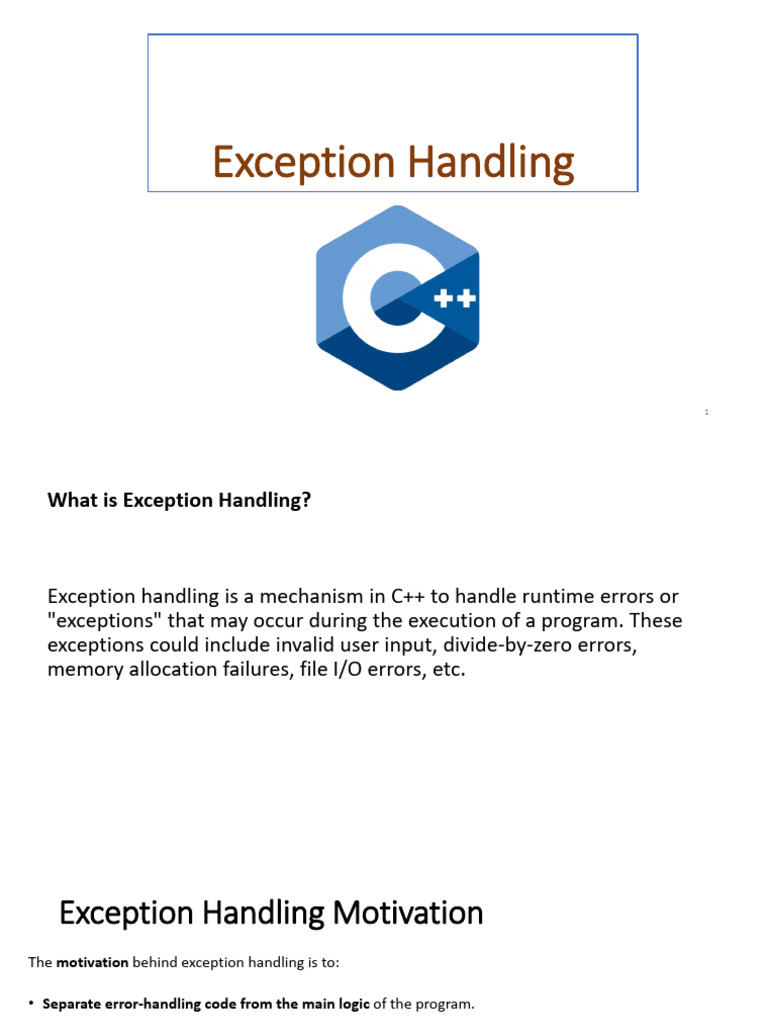 PPT12 Exception Handling | PDF | C++ | Computer Program