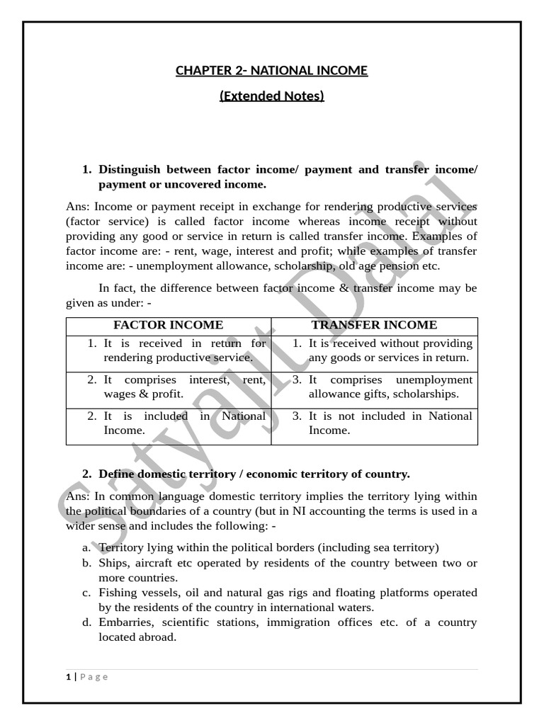 Chapter 2-National Income (Extended Notes) | PDF | Gross Domestic ...