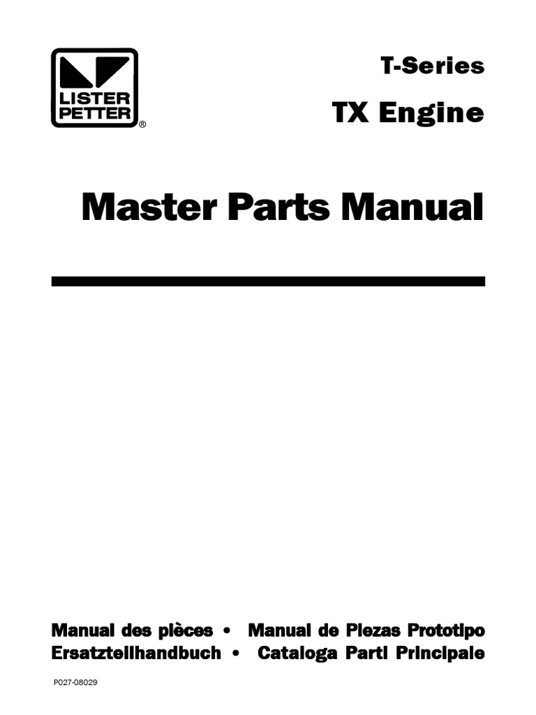Manuel des pièces moteur Lister-Petter TX | PDF | Moteurs | Moteur à ...
