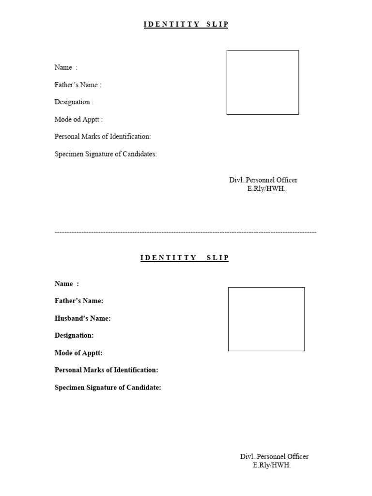 Identity Slip | PDF